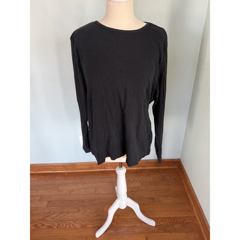 Orvis Women's Black Modal Round Neck Long Sleeve Pullover Blouse Top Size L